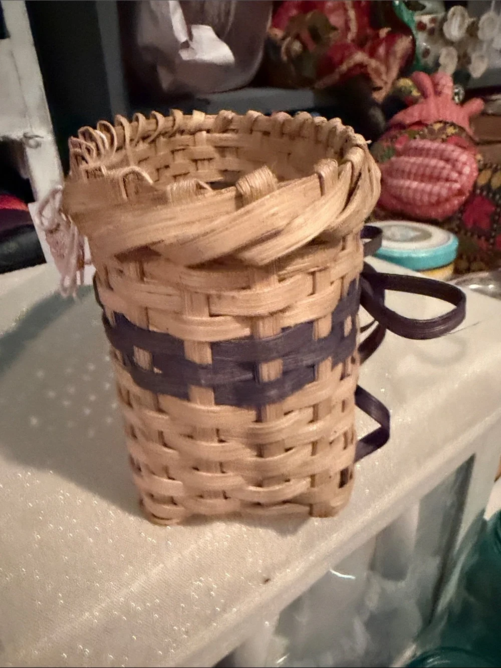 Woven Decorative Napkin Basket with Brown Accent Bow